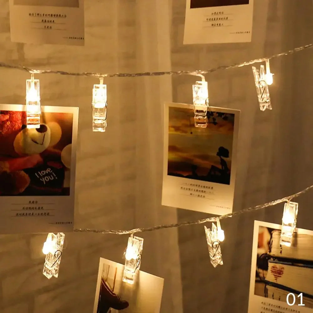 LED String Lights with Clips to Hang Pictures for Decoration Internet Celebrity Room Decoration Photo Studio Wall Lights String
