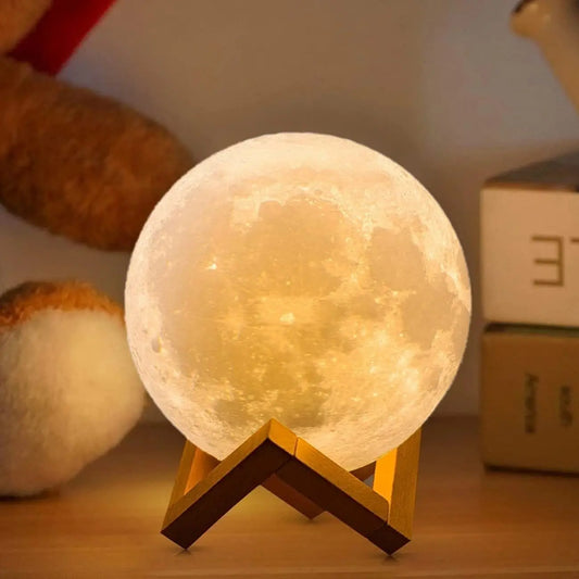 Dropship 3D Print Rechargeable Moon Lamp LED Night Light Creative Touch Switch Moon Light for Bedroom Decoration Birthday Gift